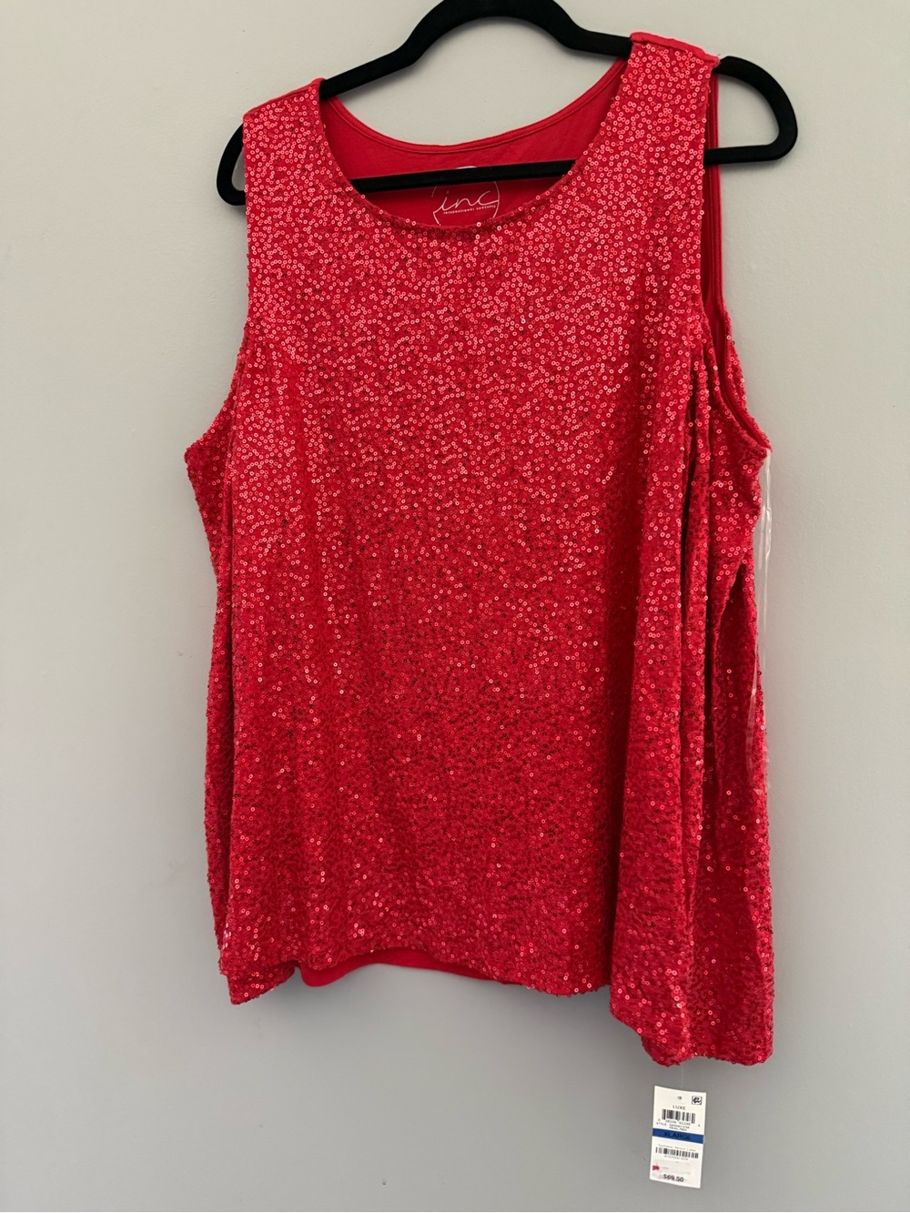 Luxe Red Sequin Sleeveless Tank Top
